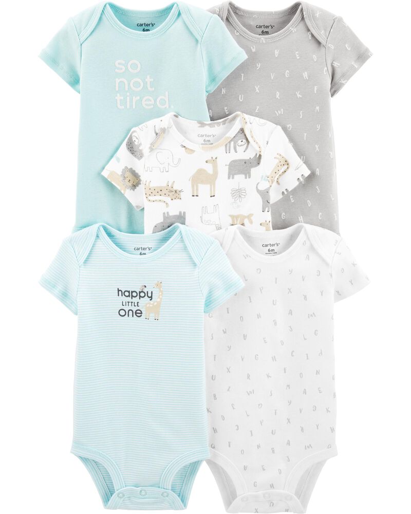 Carters Baby Unisex 4 Pack Bodysuit Set Animals Grey//Ivory Preemie